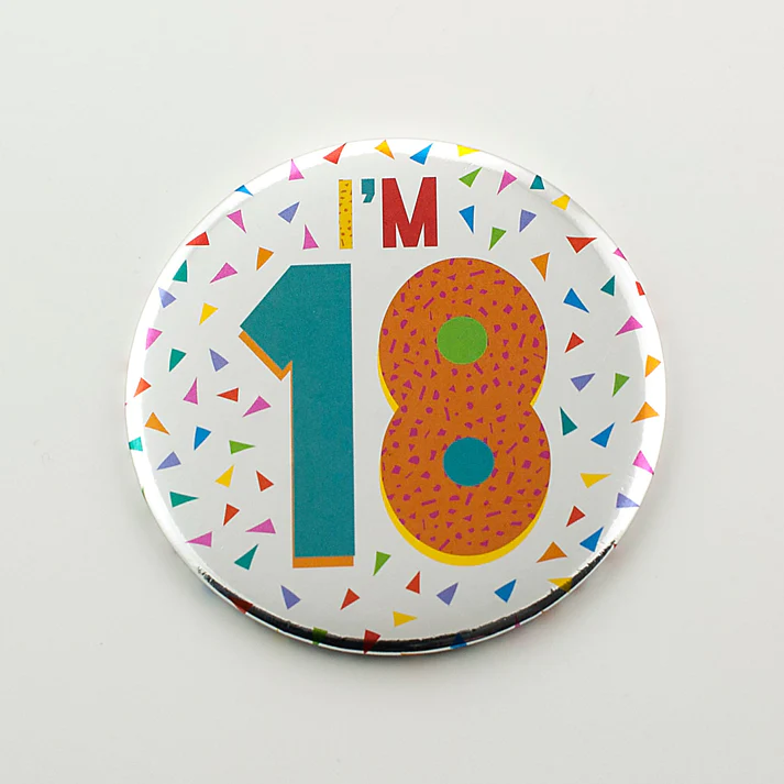 On The Wall™ Partyware - Foil Birthday Badge - " I'M 18 "