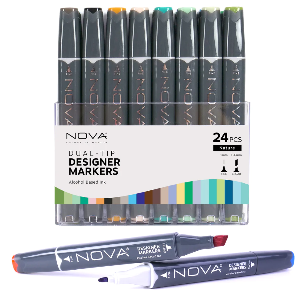 NOVA® Dual-Tip Designer Markers Set, 24pc - Nature