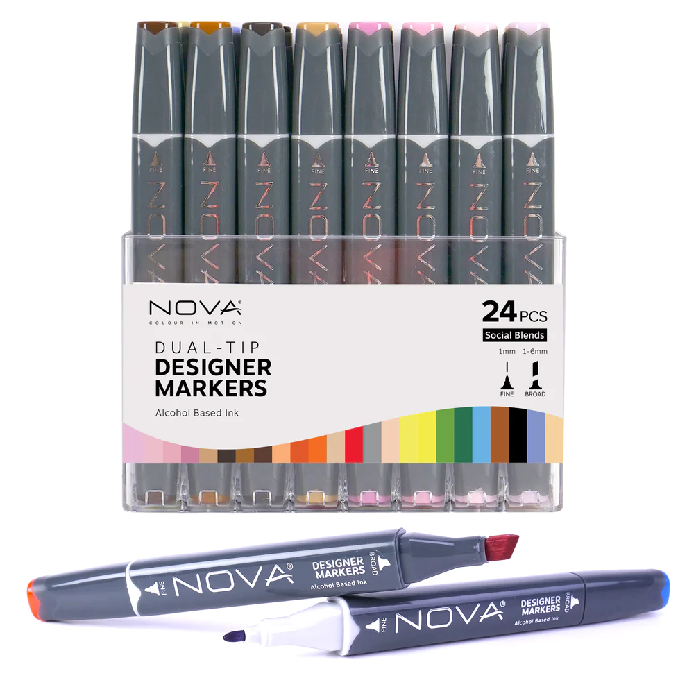 NOVA® Dual-Tip Designer Markers Set, 24pc - Social Blends