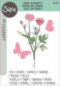 Sizzix® A5 Clear Stamps Set 7PK w/Framelits Die Set -  Painted Pencil Botanical by 49 and Market®