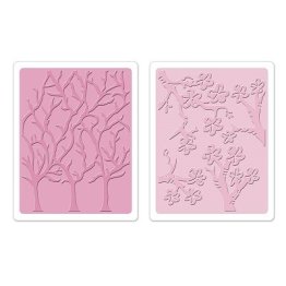Sizzix® Textured Impressions™ Embossing Folder Set 2PK - Cherry Blossoms & Trees by Susan Tierney-Cockburn™