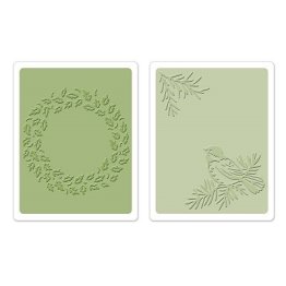 Sizzix® Textured Impressions™ Embossing Folder Set 2PK - Bird & Wreath by Susan Tierney-Cockburn™