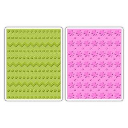 Sizzix® Textured Impressions™ Embossing Folder Set 2PK - Dots, Zig Zags & Flowers by Stephanie Barnard™