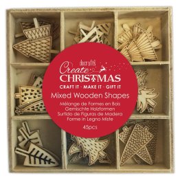 Docrafts® Create Christmas - Mixed Wooden Shapes, Christmas Trees (45 pcs)