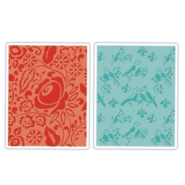 Sizzix® Textured Impressions™ Embossing Folder Set 2PK - Birds & Blooms by Dena Designs™