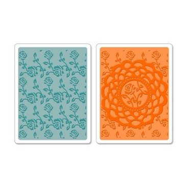 Sizzix® Textured Impressions™ Embossing Folder Set 2PK - Doily & Roses by Scrappy Cat™