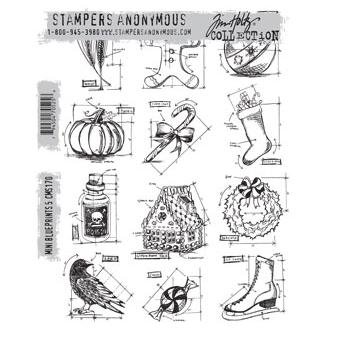Tim Holtz® Cling Mounted Stamp Collection - Mini Blueprints