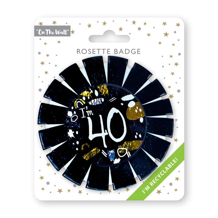 On The Wall™ Partyware - Board Rosette Birthday Badge - " I'M 40"