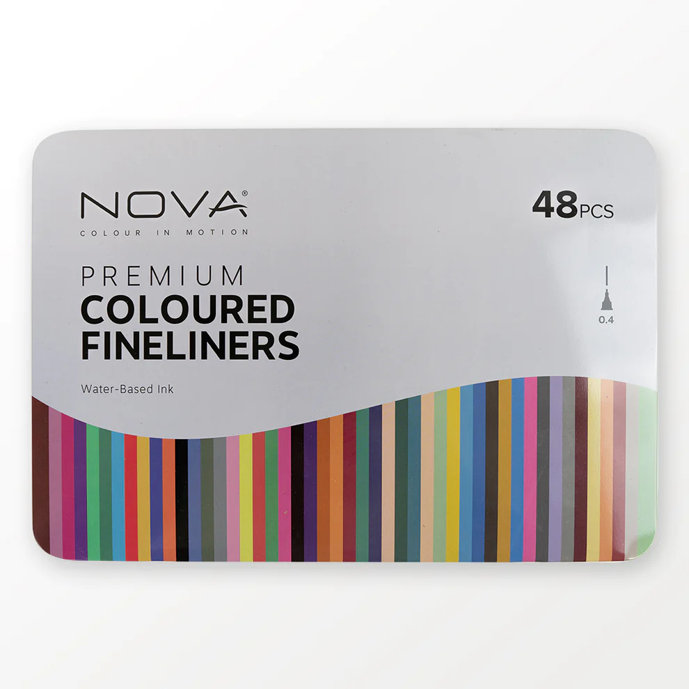 NOVA® Premium Coloured Fineliners Set (Water-Based Ink) - 48 pcs
