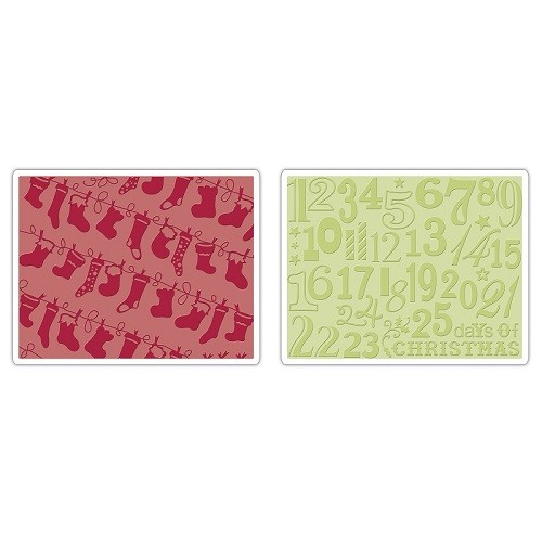Sizzix® Textured Impressions™ Embossing Folder Set 2PK - Christmas Stockings by Rachael Bright™ 