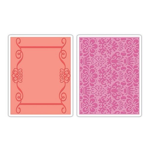 Sizzix® Textured Impressions™ Embossing Folder Set 2PK - Scroll Frame & Succulent by Basic Grey™