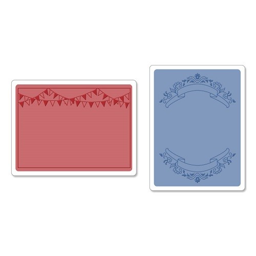 Sizzix® Textured Impressions™ Embossing Folder Set 2PK - Mini Banners by Jen Long™