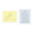 Sizzix® Textured Impressions™ Embossing Folder Set 2PK - Bird & Birdcage by Jen Long™