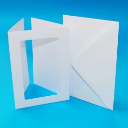 Craft UK© Ltd - A6 White Tri-Fold Rectangle Aperture Cards & Envelopes, 10 pk