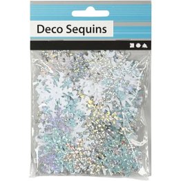 Creativ Company® Deco Sequins, Snowflakes - Blue, Silver & White
