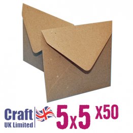 Craft UK© Ltd - 5 x 5 Kraft Envelopes, 50 pk