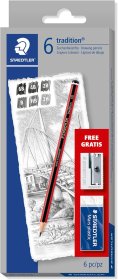 Staedtler® 6 Tradition® Pencil Sketching Set inc. Free Eraser & Sharpener