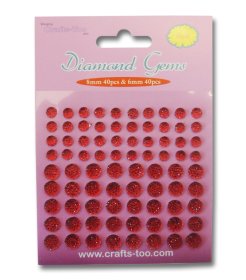 Crafts Too Ltd® Diamond Gems (80 pcs) - Christmas Red
