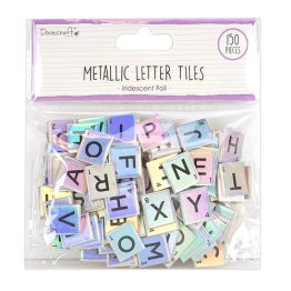 Dovecraft Essentials - Metallic Letter Tiles, Iridescent Foil (150pcs)
