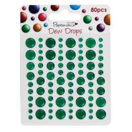 PaperMania Dew Drops Adhesive Gems (80pcs) - Verde
