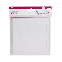 PaperMania 13.5cm Square Four Door Cards & Envelopes (4pk) - White