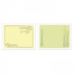 Sizzix® Textured Impressions™ Embossing Folder Set 2PK - Place Setting & Keys by Jen Long™