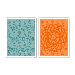 Sizzix® Textured Impressions™ Embossing Folder Set 2PK - Doily & Roses by Scrappy Cat™