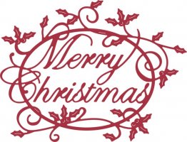 Cheery Lynn Designs® Die - Merry Christmas Holly Sentiment