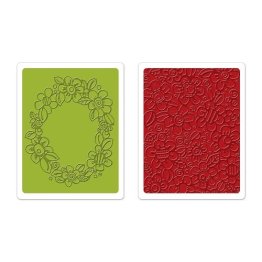 Sizzix® Textured Impressions™ Embossing Folder Set 2PK - Wreath & Flowers by Stephanie Ackerman™