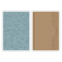 Sizzix® Textured Impressions™ Embossing Folder Set 2PK - Flowers & Frame by Jen Long™