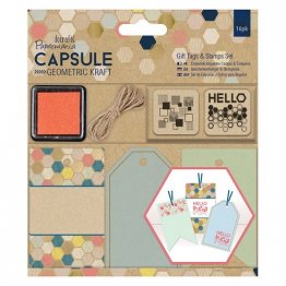 Papermania® Capsule Collection, GeometricKraft - Gift Tags & Stamps Set (16pcs)