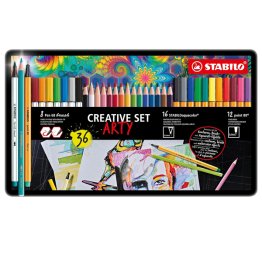 STABILO® Creative Arty 36 pc Set - Inc. Brush Pens, AquaColor Pencils & Fineliners!