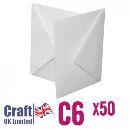 Craft UK© Ltd - C6 White Envelopes, 50 pk