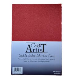 Craft Artist® A4 Double Sided Glitter Card Non-shedding 10pk - Red