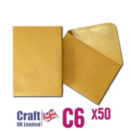 Craft UK© Ltd - C6 Envelopes, 50 pk, Pearlescent Gold