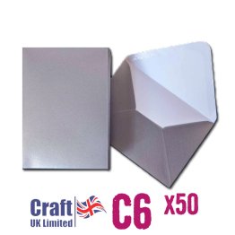 Craft UK© Ltd - C6 Envelopes, 50 pk, Pearlescent Silver