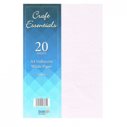 Craft UK© Ltd - Craft Essentials A4 Iridescent White Paper, 20 sheets (100gsm)
