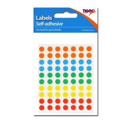 Tiger® Self Adhesive Labels - 8mm Round, 350 pcs