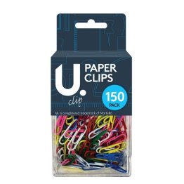 U Stationery® Multi-Coloured Paper Clips (150 pcs)