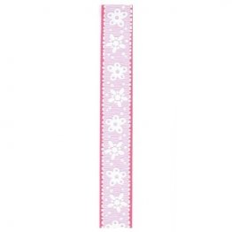 Spiral Safisa Ribbon Reel - Pink w/Flowers 25mm x 2m