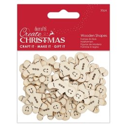 Docrafts® Create Christmas - Wooden Shapes (30pcs), Mini Gingerbread Men Natural