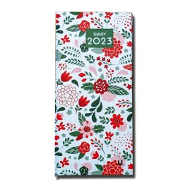 U Stationery® Slim Line 2023 Diary, Red Folk Florals