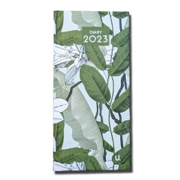 U Stationery® Slim Line 2023 Diary, Green Tropicals