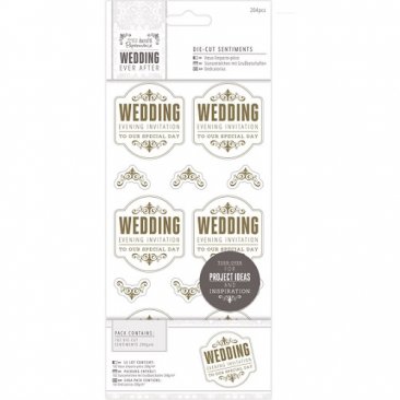Papermania® Wedding Ever After Die-Cut Sentiments - Wedding Evening Invitation (204pcs), Gold
