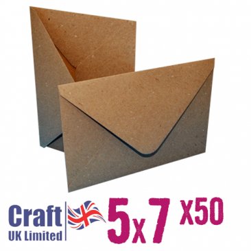 Craft UK© Ltd - 5 x 7 Kraft Envelopes, 50 pk