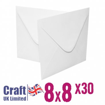 Craft UK© Ltd - 8 x 8 White Envelopes, 30 pk