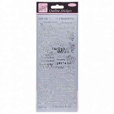 Anita's® Outline Stickers - Special Birthday Wishes, Silver