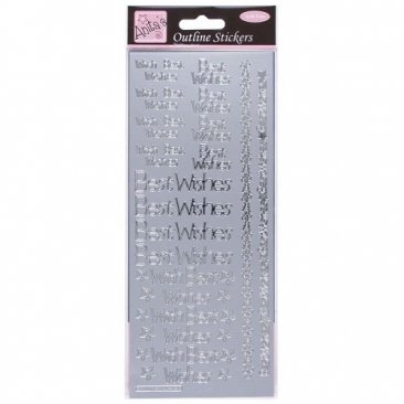 Anita's® Outline Stickers - regular Best Wishes, Silver