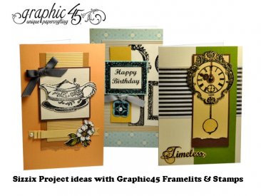 Sizzix® Stamp & Die-cut Framelits® Set (7pk) - Tea Time by Graphic 45