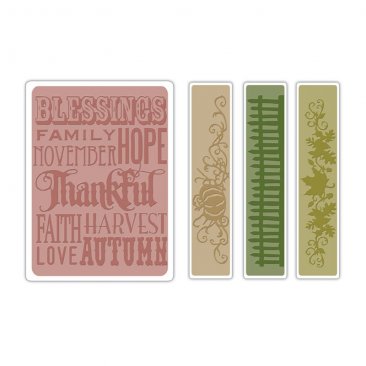 Sizzix® Texture Fades™ Embossing Folders 4PK - Thankful Background and Borders Set By Tim Holtz®
